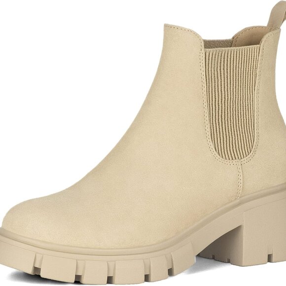 New Apricot Women's Chunky Heel Ankle Booties - Picture 1 of 6